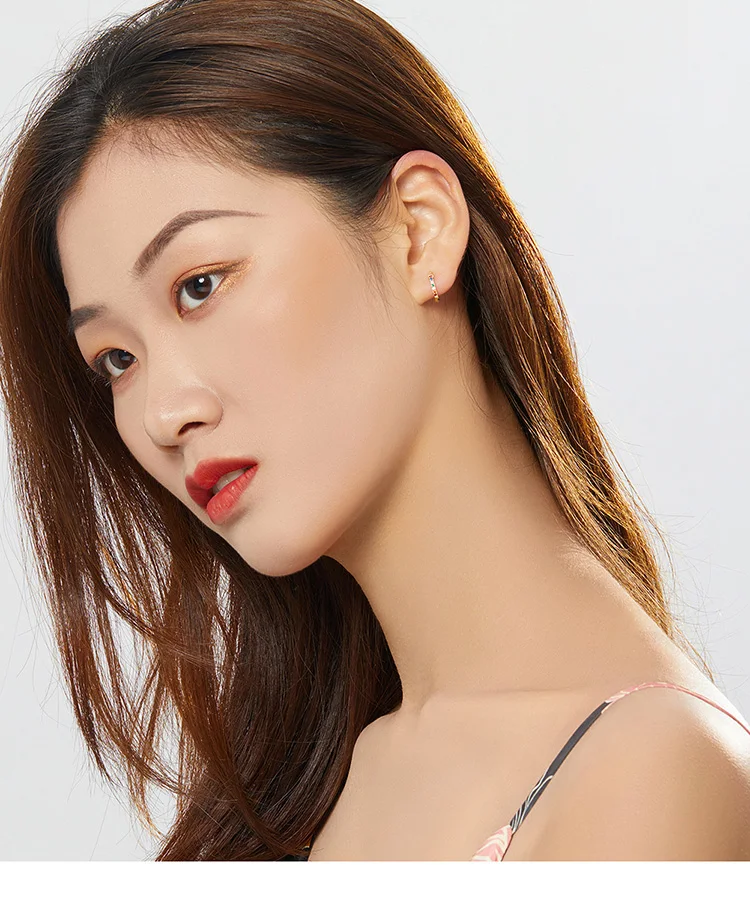 Серьги-гвоздики BISAER Лидер продаж 925 пробы серебряные круглые женские серьги цветной, с кубическим цирконом CZ серебряные ювелирные изделия ECE721