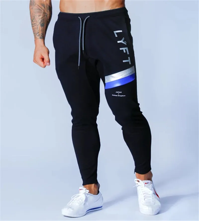 Осенние Хлопковые Штаны для бега мужские спортивные тренировочные штаны для фитнеса бодибилдинга черные мужские спортивные модные штаны