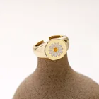 Женское Открытое кольцо в виде маргаритки, Классическая простота, позолоченная цепочка с натуральным рисунком, лучший подарок на день рождения для подруги, кольцо с подсолнухом