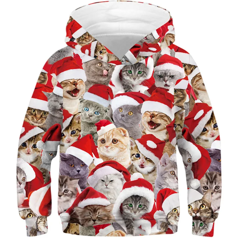 2020 рождественские детские Мультяшные 3D толстовки с капюшоном рисунком собаки