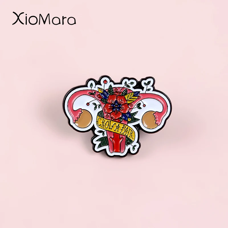 Feminism Hurray ! Cartoon Flowers Uterus Enamel pins Girl power Women' Rights Feminist Jewelry Brooches Badge Lapel pin For Gift |