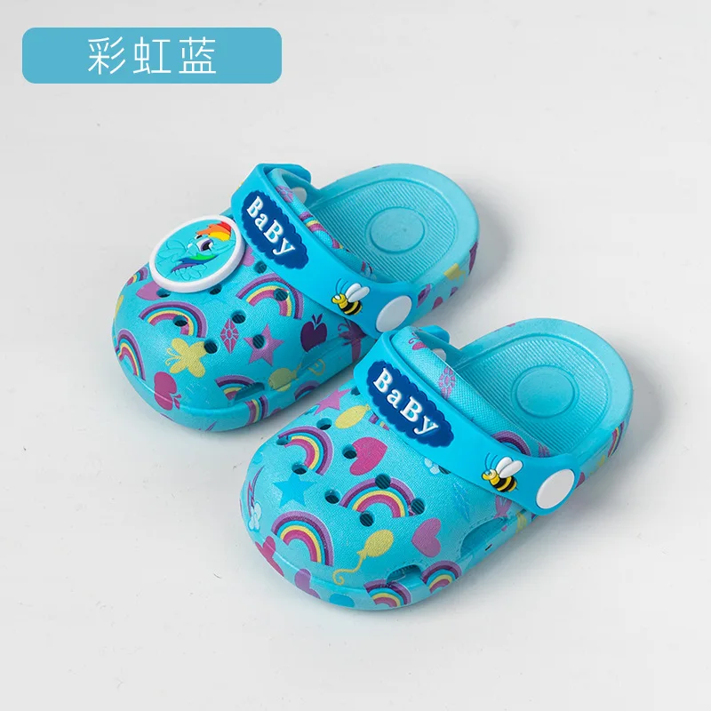 

1-5y Kids Mules & Clogs Summer Baby Boy Girl Sandals Flat With Rainbow Beach Non-Slip Slippers Children Garden Shoes Hy16