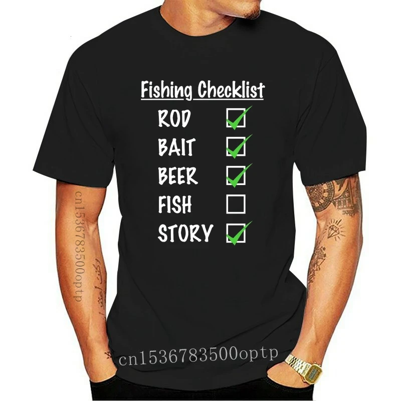 

New Funny Fishermans Checklist Fishing Angler T-shirt Gift Cool Casual pride t shirt men Unisex Fashion tshirt free shipping
