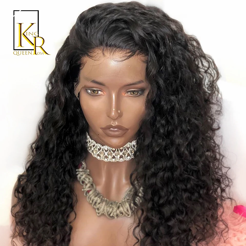 Вьющиеся бразильские парики из человеческих волос на сетке спереди 13x4 для черных