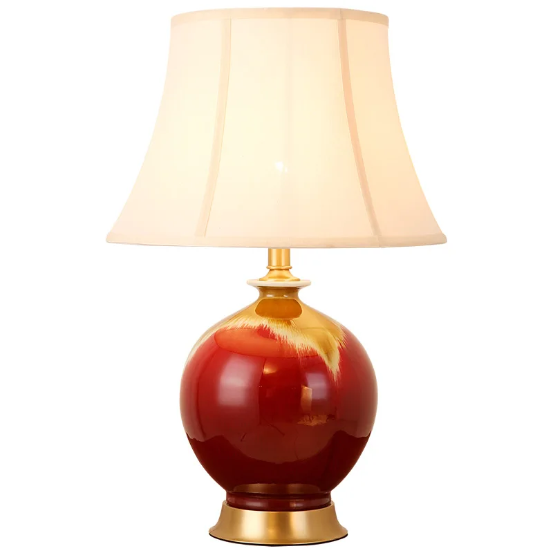 Медная настольная лампа для спальни прикроватная Цзиндэчжэнь керамическая