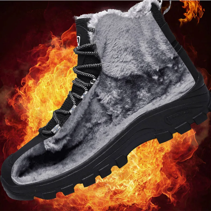 MWSC Warm Fur Lining Ankle Snow Boots For Men Male Outdoor Waterproof Shoes Non-slip Casual | Обувь