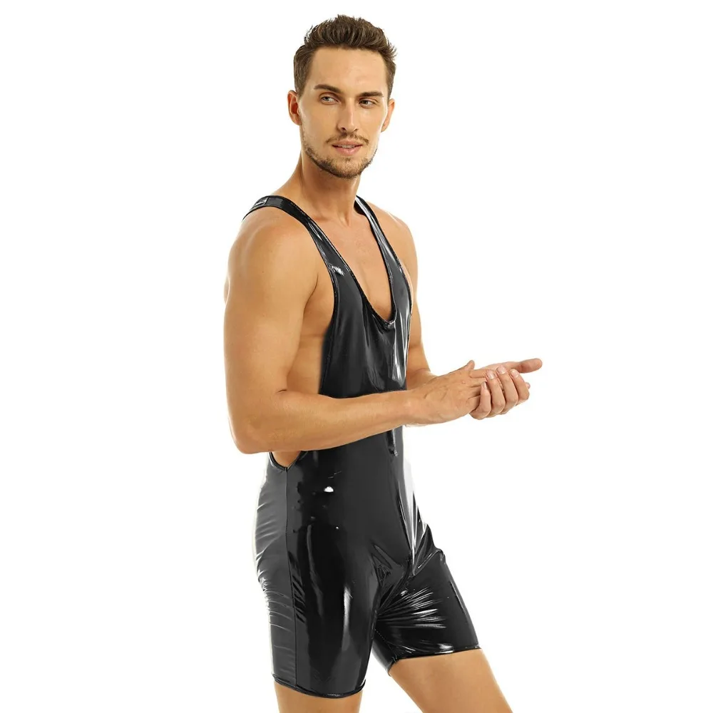 Гей купальники мужские стринги купальник Wetlook женское белье из лакированной кожи боди молния промежность купальник мужской купальник