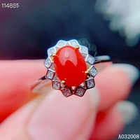 kjjeaxcmy fine jewelry 925 sterling silver inlaid natural red coral ring delicate new female gemstone ring classic support test