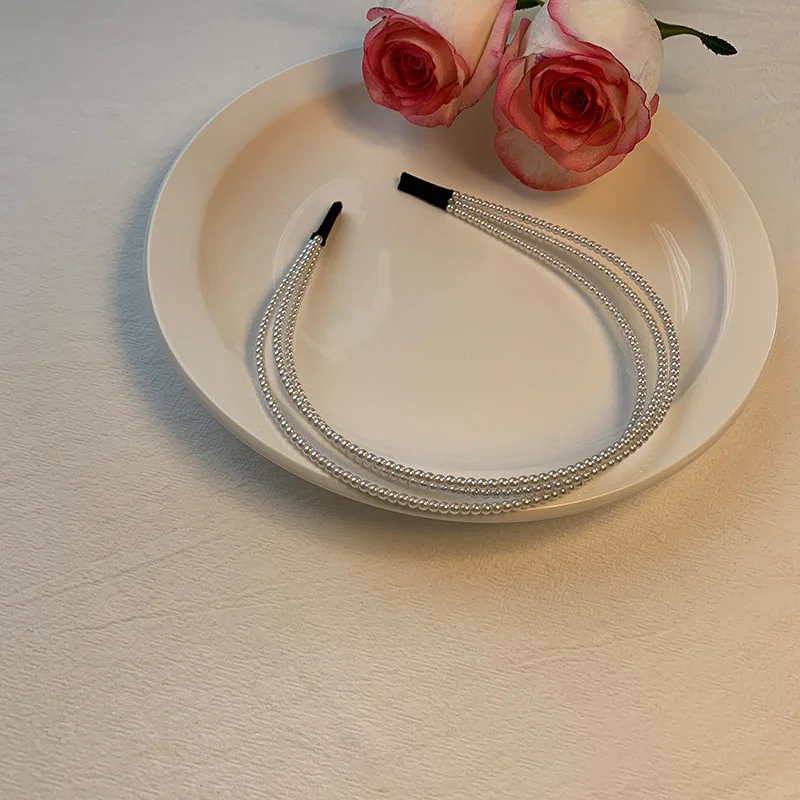

Three Layers Elegant Small Simulation Pearls Hair Hoop Headband Hair Bands for Women Pearl Beads Hairband Hair Accessories