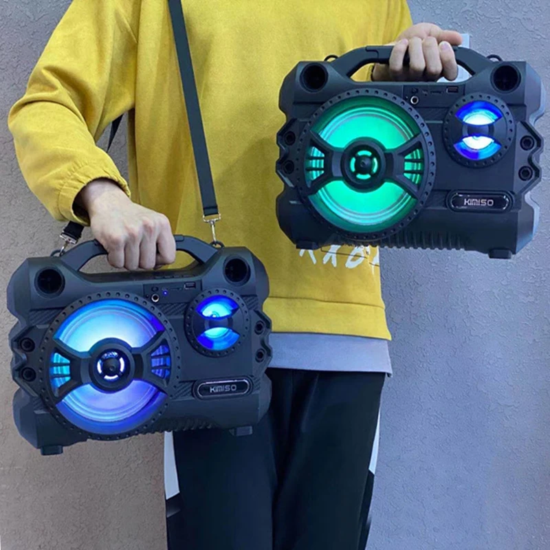 

Wireless Bluetooth Speaker Portable Outdoor Portable Karaoke Microphone Atmosphere Light Music Center Bass Card/AUX/FMU Disk