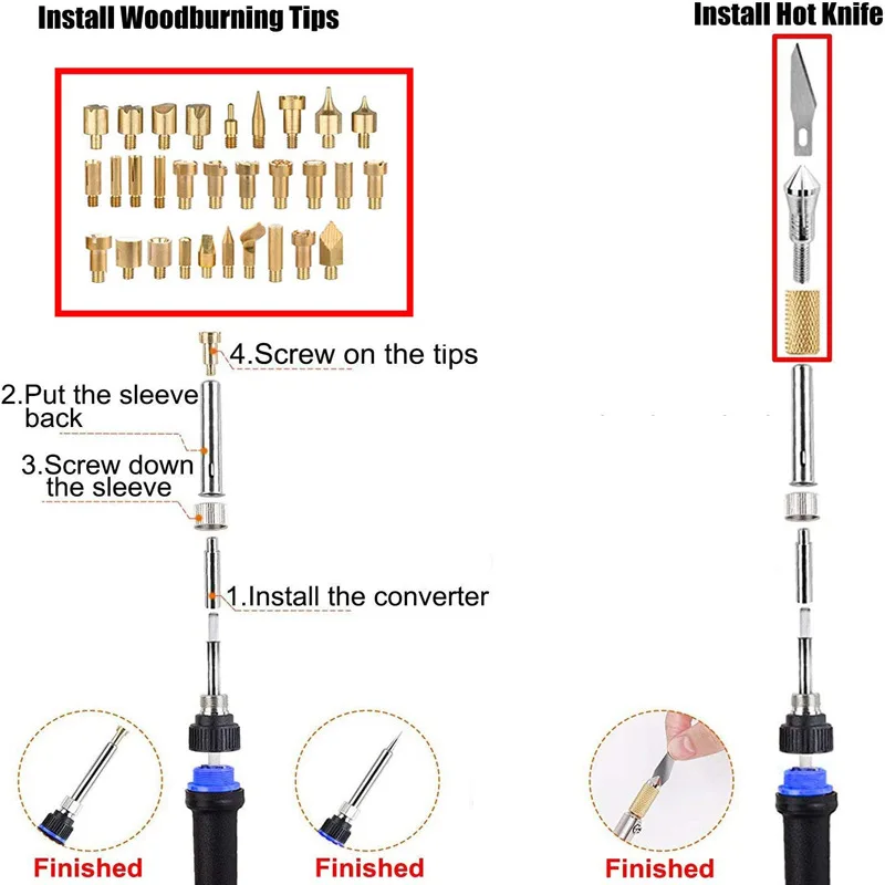 

127 pieces of pyrograph carving tool set 60W adjustable constant temperature soldering iron welding carving two wood carving