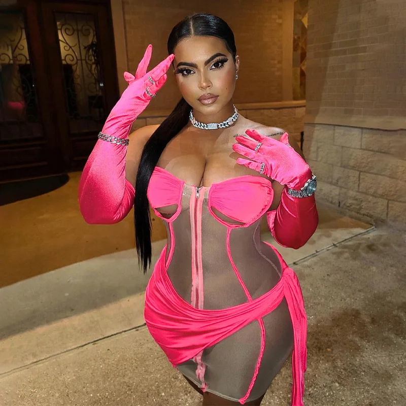 Новое дизайнерское прозрачное Сетчатое лоскутное бархатное пикантное