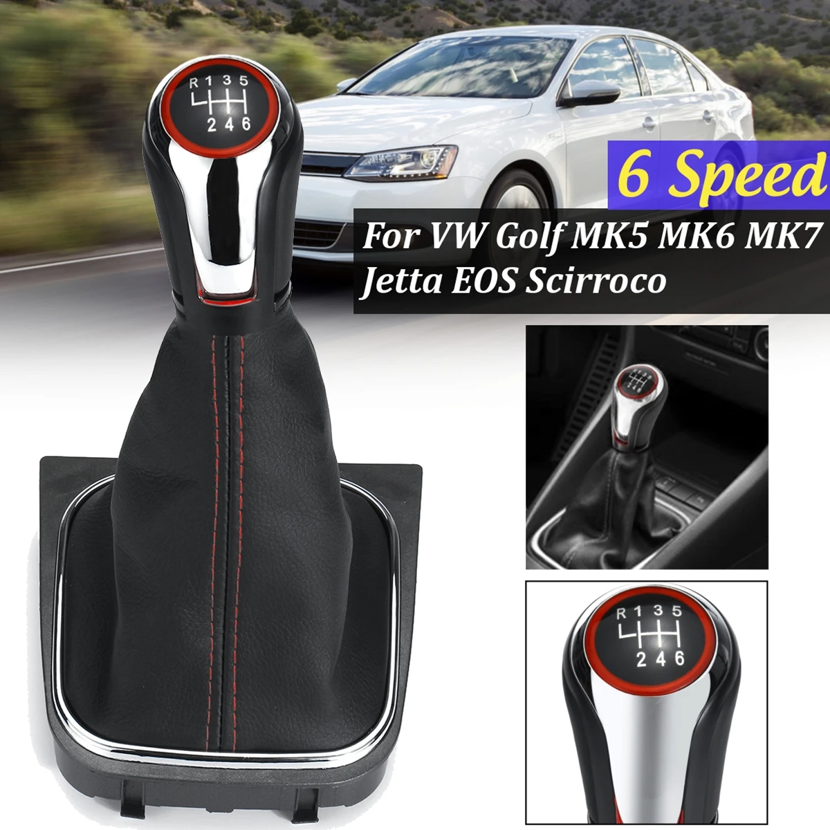 6 speed 1 шт. Glosss cap 5 6 скоростей кожаная ручка переключения передач С Пылезащитным покрытием для VW Golf 5 Golf 6 GOLF MK7 Jetta5 EOS Scirocco автомобильный Стайлинг - Название цвета: 6 speed