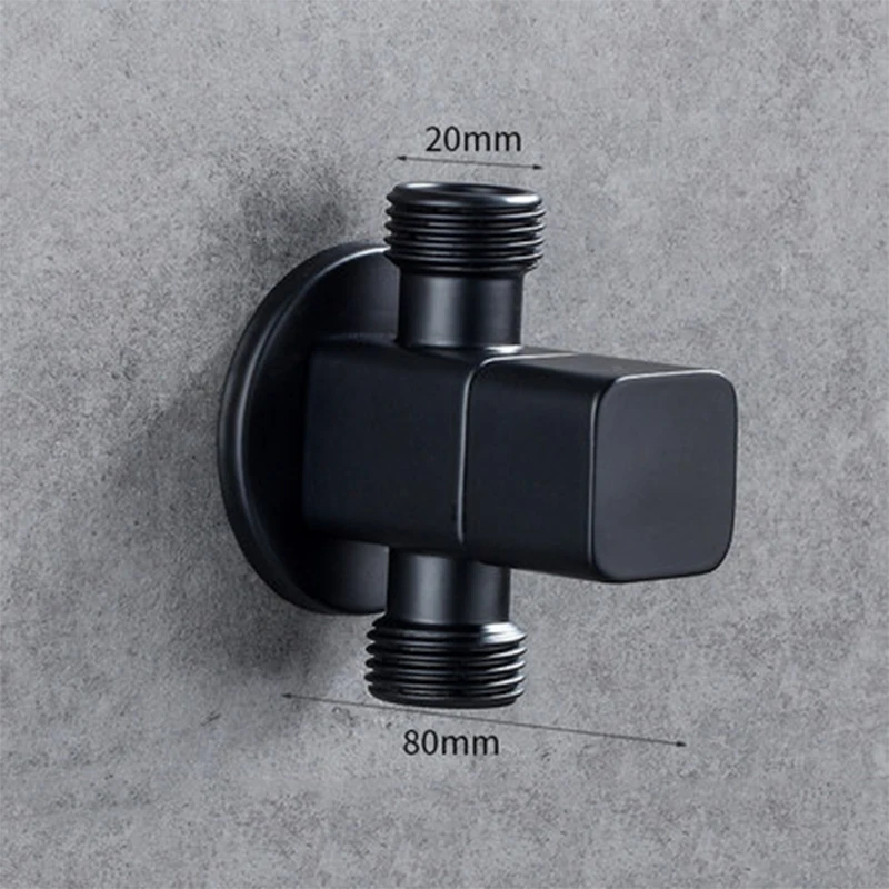 Медный черный толстый треугольный клапан для горячей и холодной воды стопорный