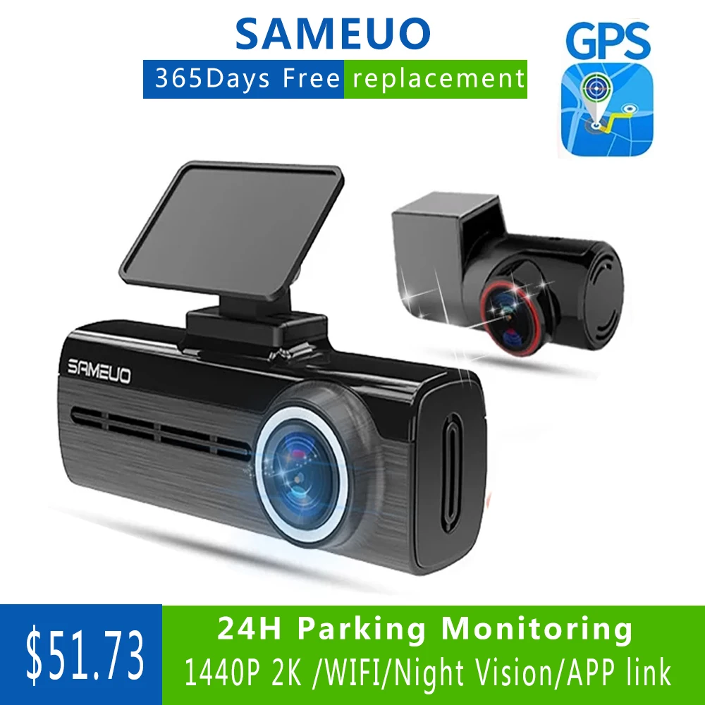 

U750 Pro Dash Cam Rear View GPS Auto Dashcam WIFI For Car Camera 1440P 2K Video Recorder Reverse Dvr 24H Parking Monitoring