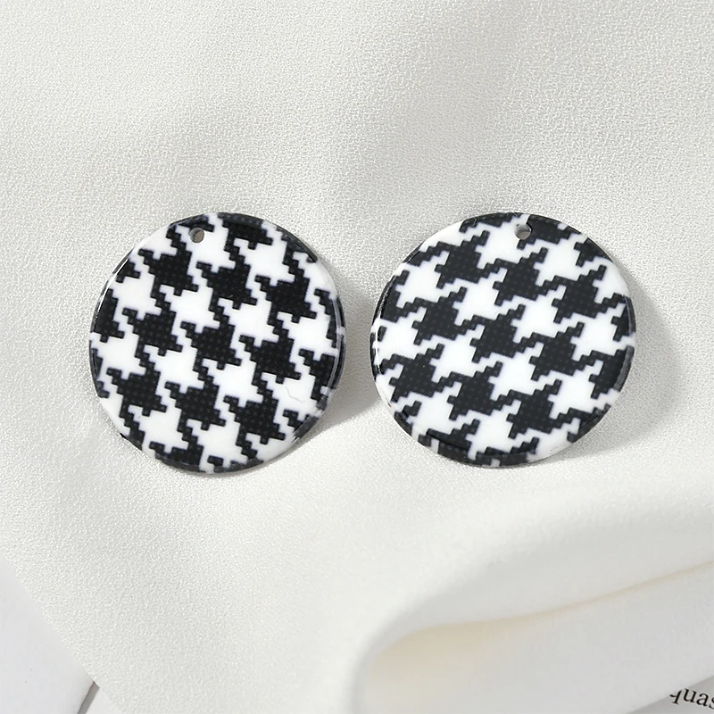 Черно белый геометрический Круглый/квадратная форма 40 шт./партия акриловые