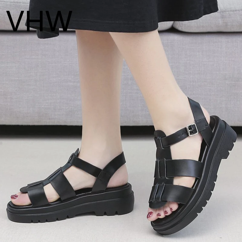 

Women Sandals 2021 Summer Casual Outdoor Shoes Fashion Black Soft Sole Vintage Open Toe Buckle Strap Female Sport Weaven Sandals