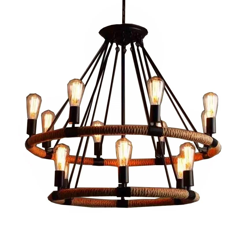 

Retro industrial wind twine Pendant Lights restaurant clothing store restaurant personality lamp creative bar lamp WF4231008