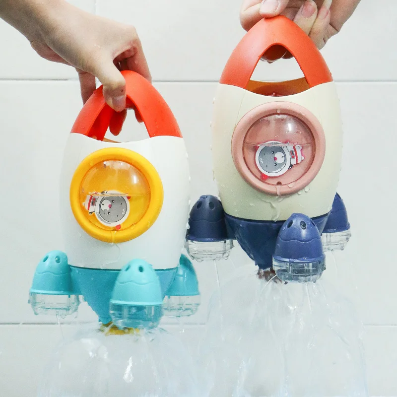 

QWZ New Baby Spin Water Spray Rocket Bath Toys for Children Toddlers Shower Game Bathroom Sprinkler Baby Bath Toy for Kids Gifts