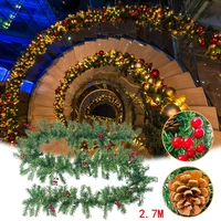 2 7 m christmas rattan usb with remote control artificial xmas tree berry garland pine cone led glow scene layout decoration