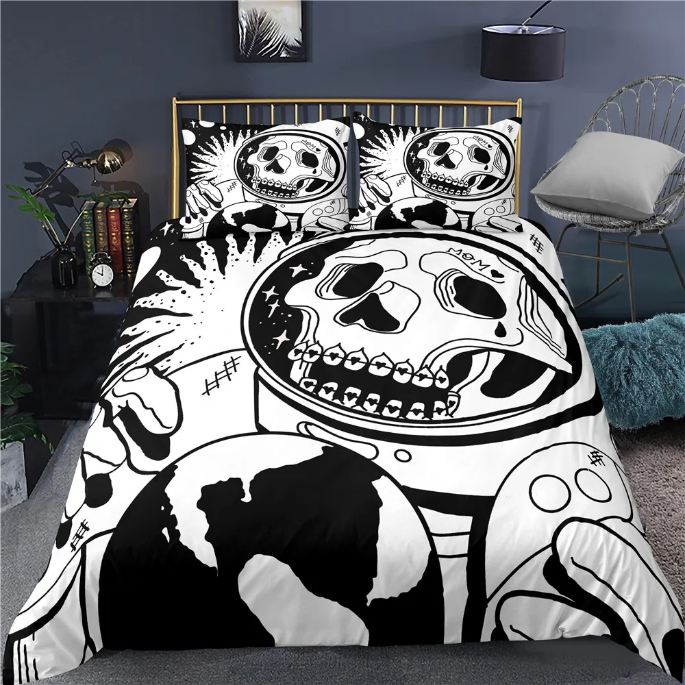 

Black Skull Bedding Set Bedroom Decor Duvet Covers Comforter cover 2/3 Pieces Bedspread with Pillowcases No Comforter