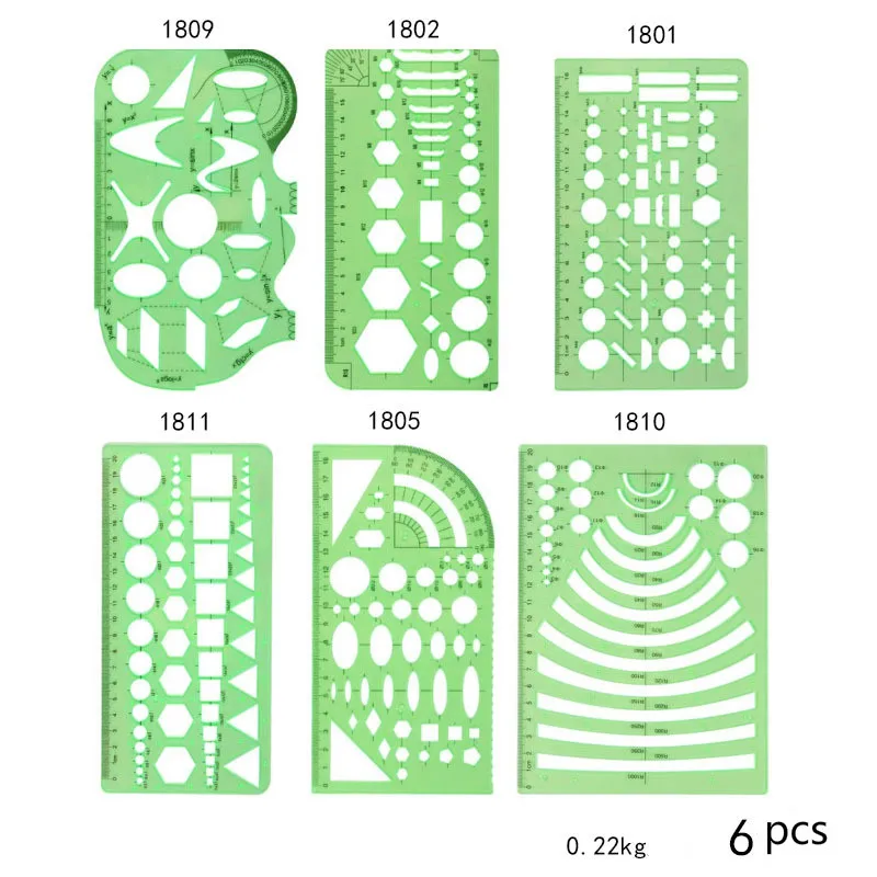 

6 шт./партия линейка, прозрачный инструмент для рисования, линейка для архитектурного дизайна, трафарет, измерительный инструмент