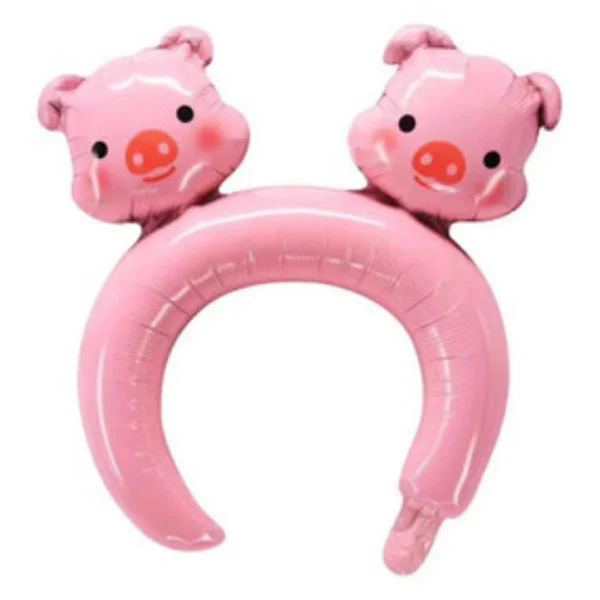 Pig 100 шт./лот, милые, милые, трехмерные, Мультяшные, животные, на голову, воздушные шары, новые, сетчатые, красные, с кольцом, пуш-ап, для маленького двора, подарки - Цвет: Pig