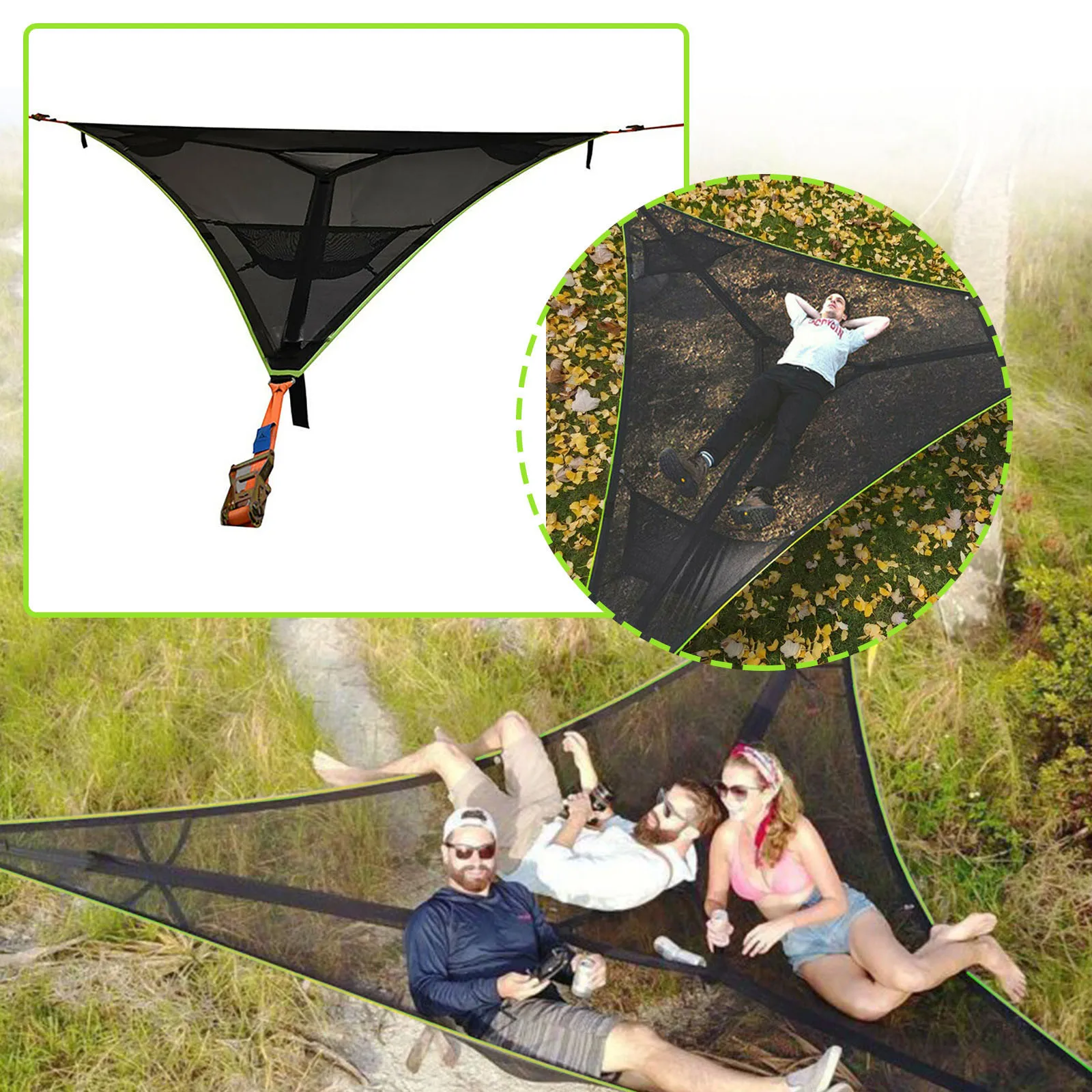 

Camping гамак Multi Person Portable Outdoor Hammock Net Triangle Aerial Mat Parachute Fabric Hanging Bed Hunting Air Sky Tent