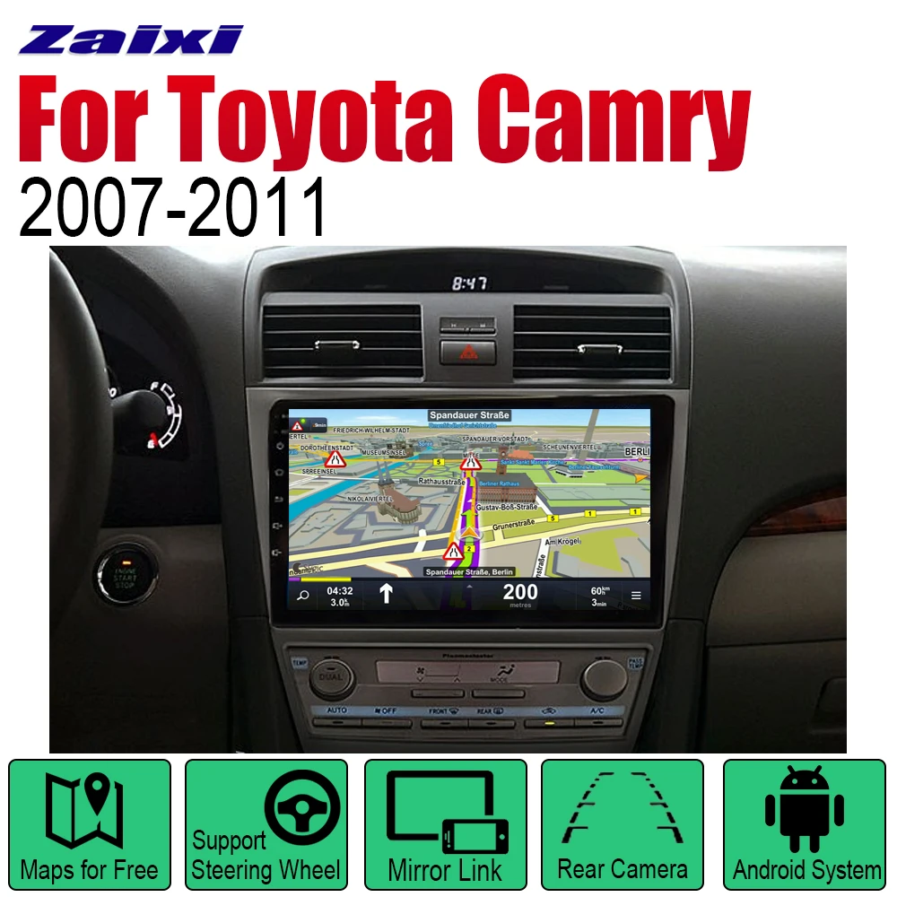 ZaiXi Android 2 Din Авто Радио для Toyota Camry 2007 ~ 2011 Автомобильный мультимедийный плеер gps