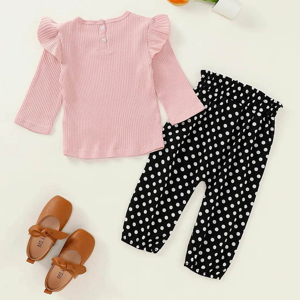 Одежда для маленьких девочек младенцев с длинными рукавами и круглым вырезом