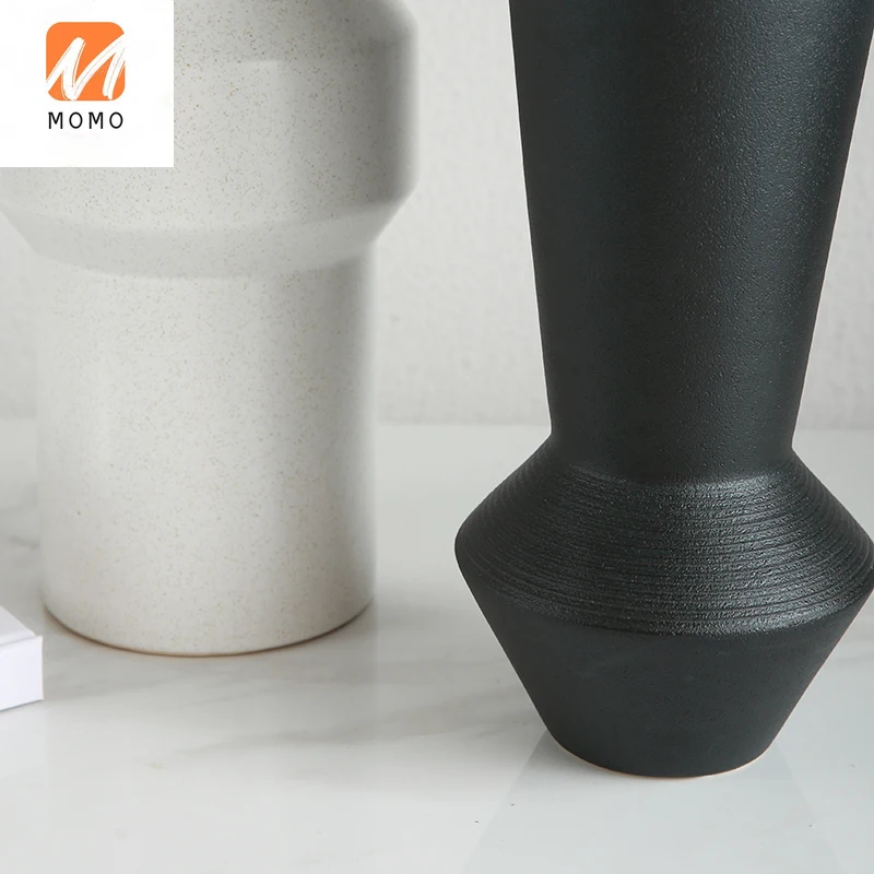 

Nordic Morandi Ceramic Vase Creative Frost Geometric Solid Color Flower Home Decoration Living Room Table Decoration Durable