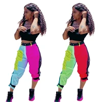 echoine long pants womens color matching patchwork casual street wear colorful sweatpants joggers high waist sports pantacourt