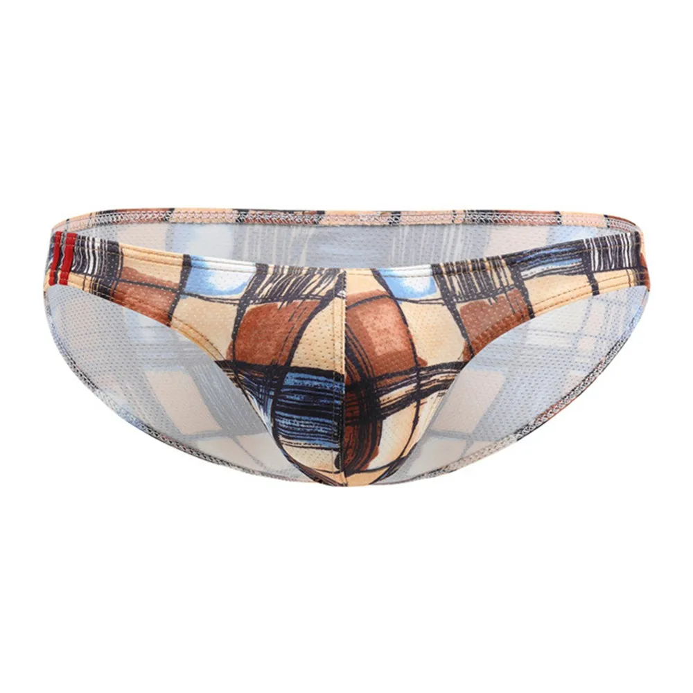 

Hot Sexy Mens Mesh Bikini Underwear Printed U-Convex Pouch Underpants Breathable Soft Moisture-Wicking Briefs Erotic Lingerie