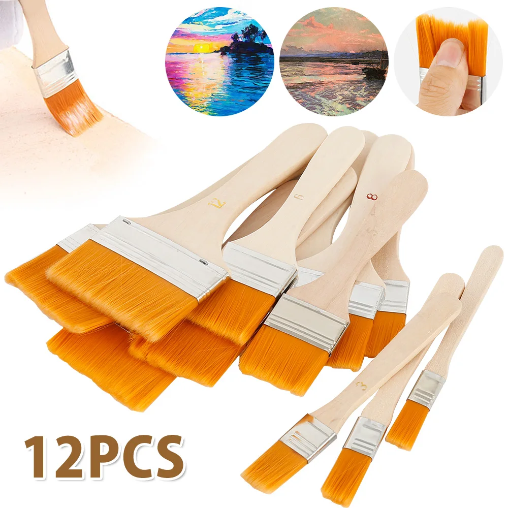 12 шт. деревянная кисть для масляной краски нейлоновая окрашивания волос масляные
