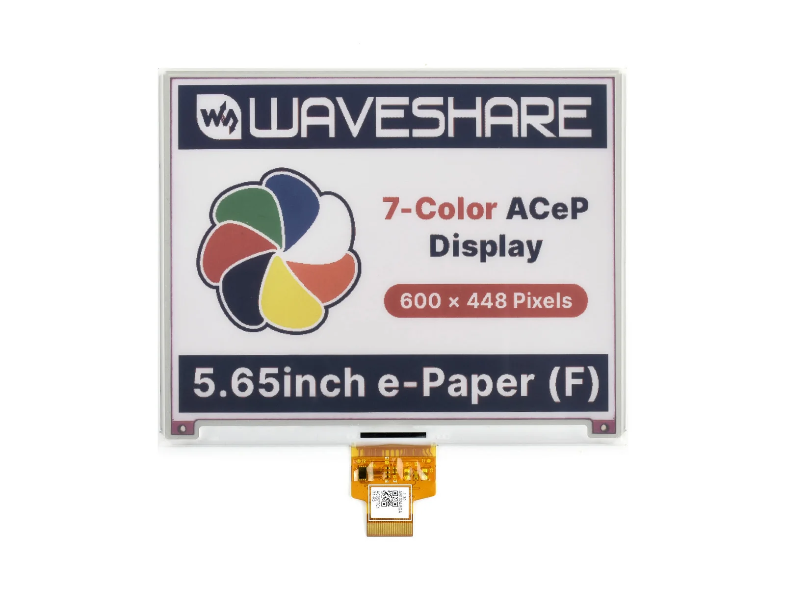 Waveshare 5.65inch Colorful E-Paper E-Ink Raw Display, 600×448 Pixels, ACeP 7-Color, Without PCB