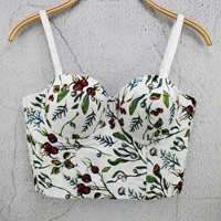 new womens corset printed cotton small suspender vest corset spring and summer french leaves versatile short slim womens top