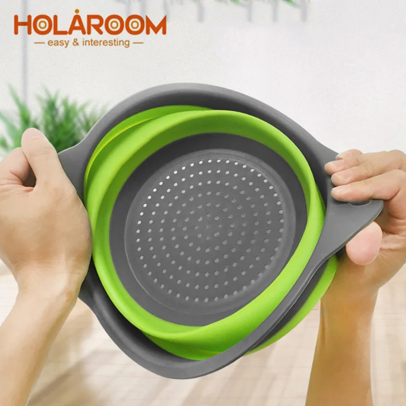 Силиконовая складная сливная корзина Holaroom выдвижной контейнер для фруктов и
