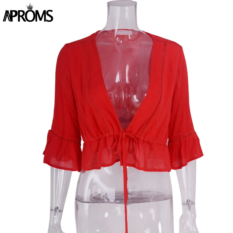 Aproms шикарная блузка с расклешенным рукавом и галстуком-бабочкой Женская