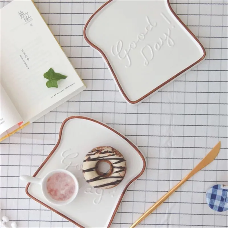 Поднос для тостов керамические тарелки посуда в форме хлеба кухонные