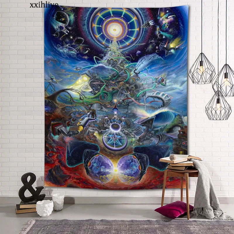 

Psychedelic Vintage Decoration Yahweh In The Bible Custom HD Tapestry For Carpet Travel Mattress Wall Carpets Art Home Decor
