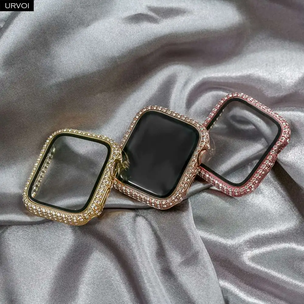 Чехол URVOI для Apple Watch Series 7 6 SE 5 4 3 2 полностью блестящий пластиковый корпус из