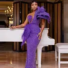 Шикарные асимметричные платья для выпускного вечера, сексуальное официальное платье с высоким разрезом, женские длинные вечерние платья с жемчугом, арабское платье Aso Ebi вечернее платье из перьев