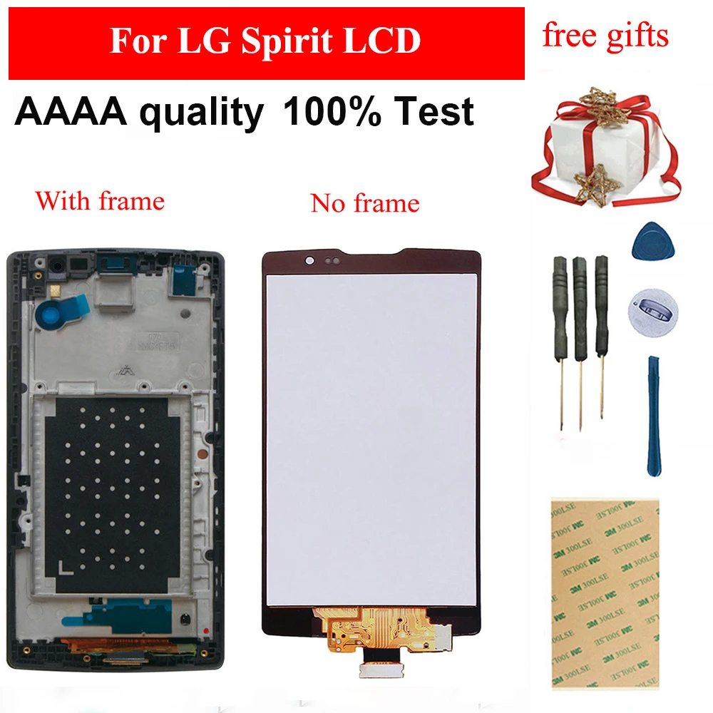 

Для LG Spirit H442 H440 H422 Черный сенсорный экран дигитайзер сенсорная стеклянная панель + ЖК-дисплей монитор экран панель сборка Рамка