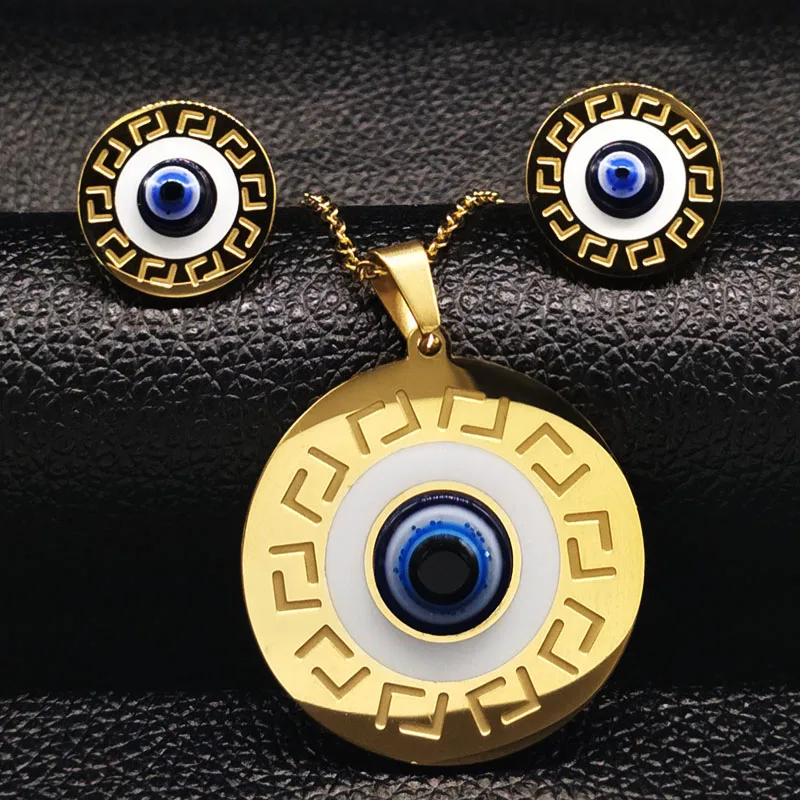 Женский комплект ювелирных изделий из нержавеющей стали сережки и ожерелье