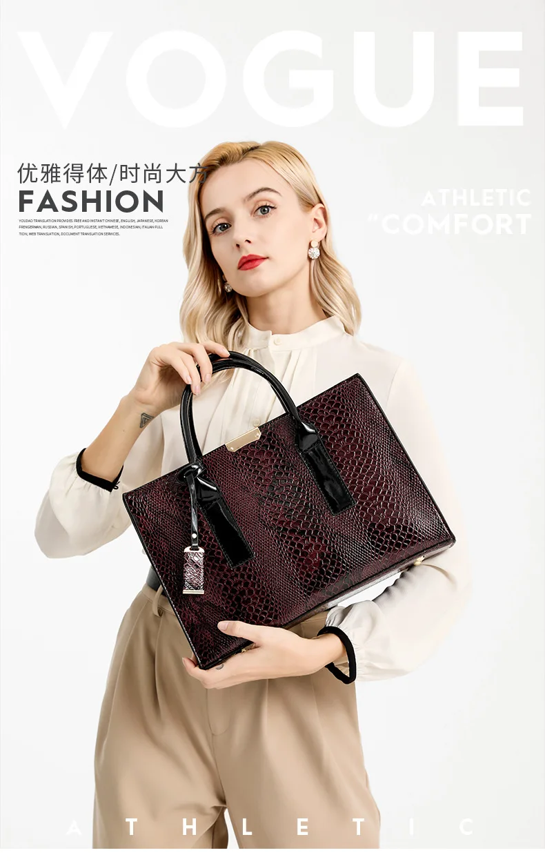 

13 Inch Crocodile Luxury Handbag,Large Capacity Tote Bag,Pu Shoulder Crossbody Bags,Bolsos Mujer,Big Capacity Briefcase