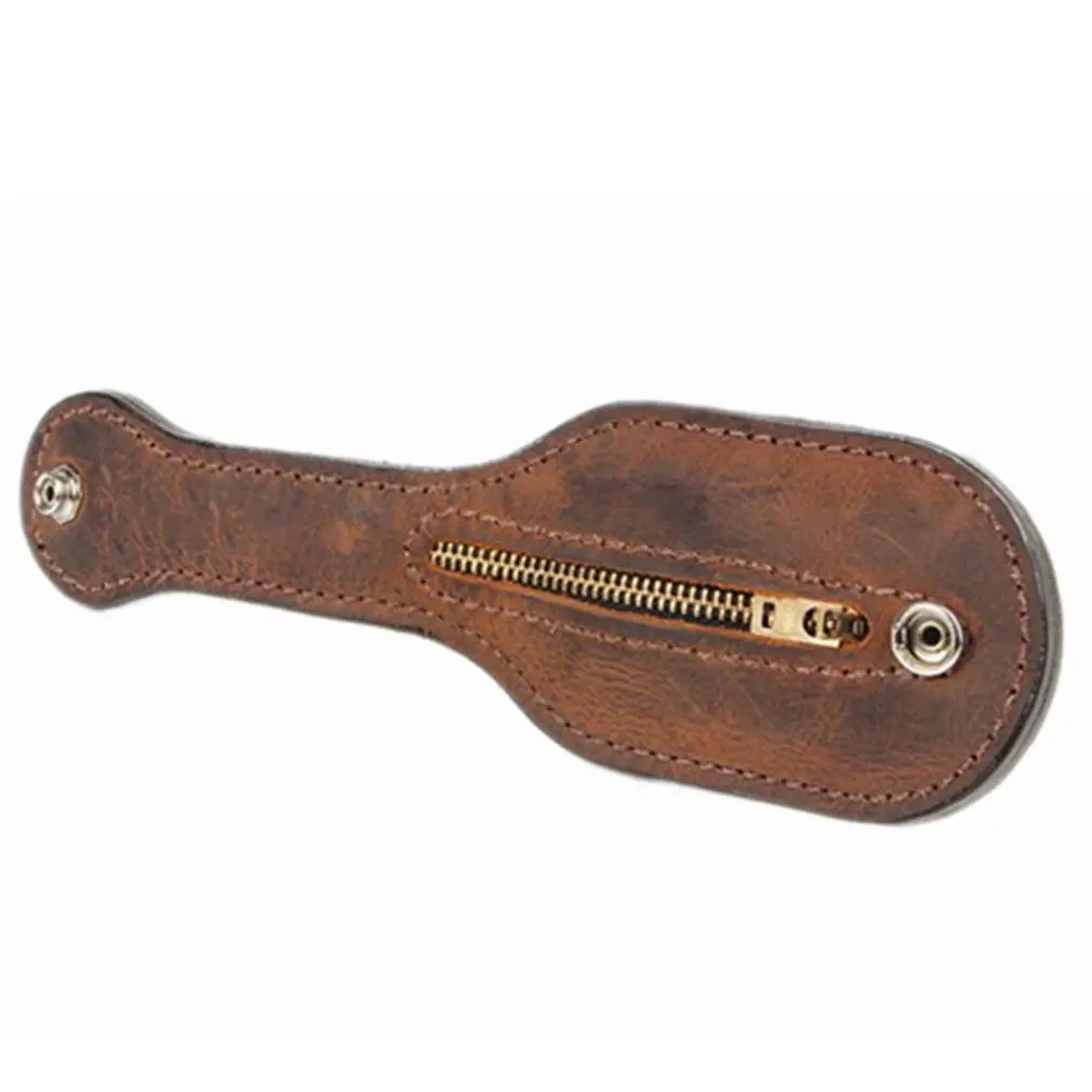 

Lightweight Retro Leather Racket Shape Outdoor Self-defense Coin Leather Portable Storage Bag