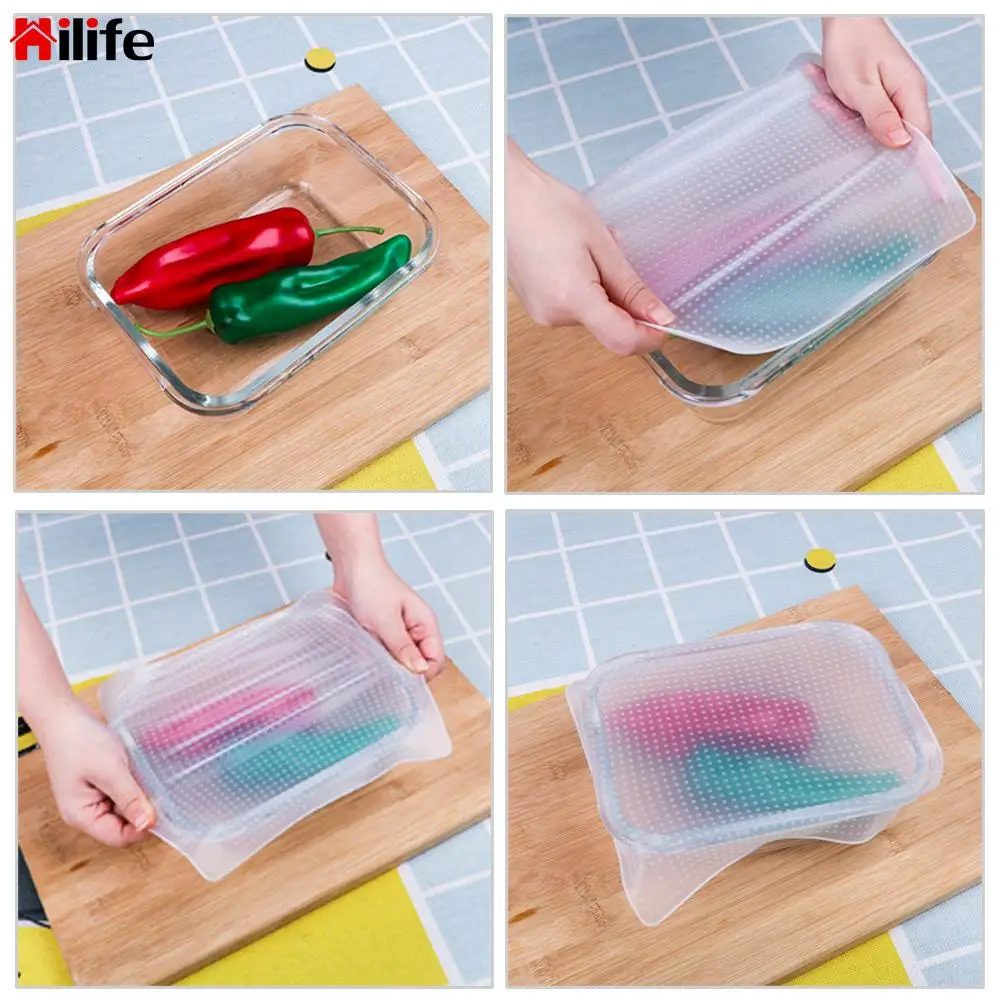 

Reusable Stretch Cling Film Fresh Keeping Lid Bowl Cup Pad Kitchen Tools Silicone Wrap Seal Cover Food Storage Cover
