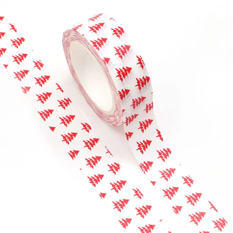 

10pcs/lot Decorative Red Christmas Tree Washi Tapes DIY Scrapbooking Stickers Adhesive Masking Tape Kawaii Papeleria Wholesale