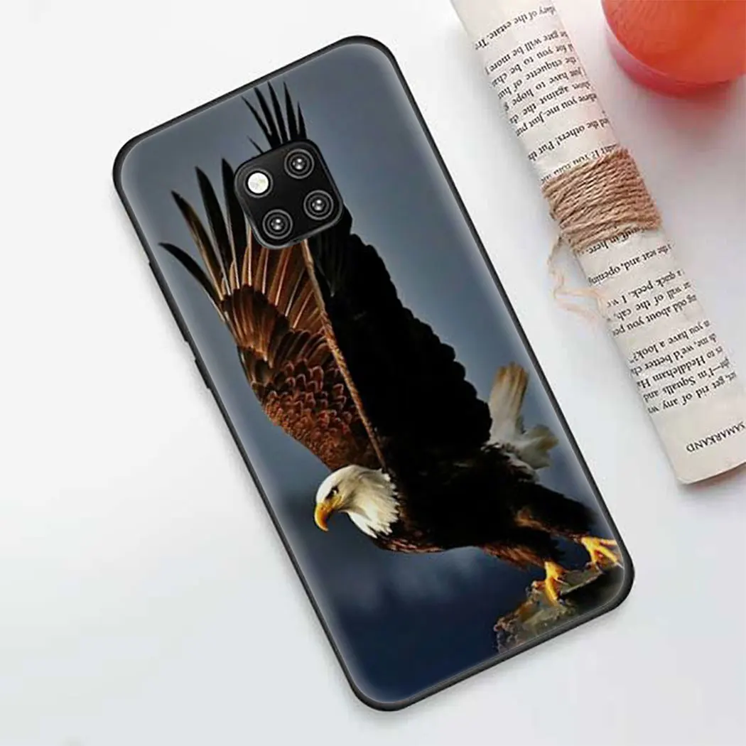 Soft silicone Cover for Huawei Honor 8 9 10 Lite 9X 20 Pro 7X 8A 8X 8C 20S Note Black Phone Case Eagle Animal | Мобильные телефоны