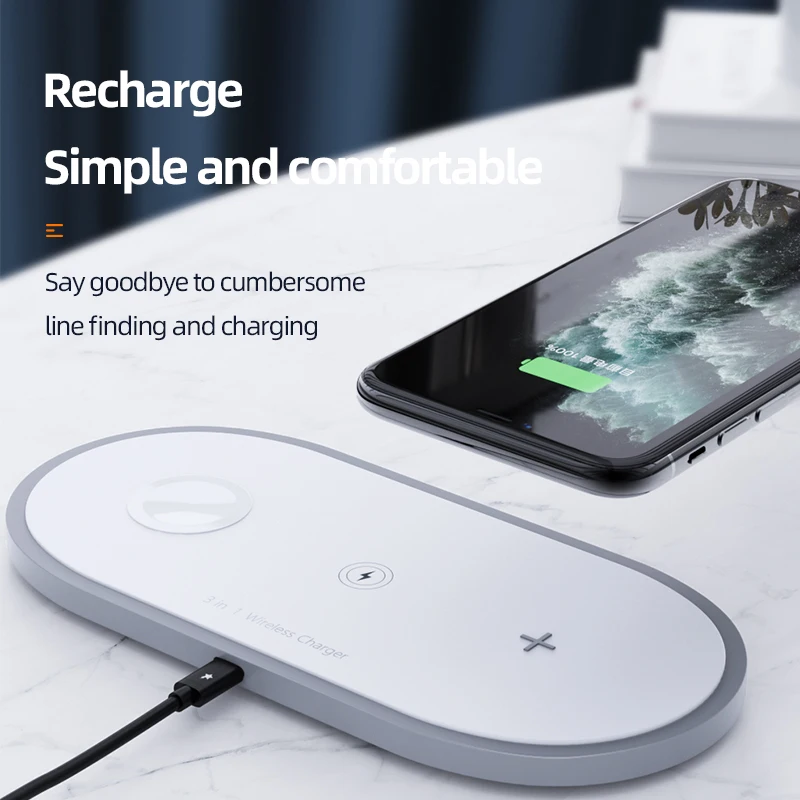 airpods pro fast charger stand for samsung s20 hoco 3 in1 wireless charger for iphone 11 pro x xs max xr for apple watch free global shipping